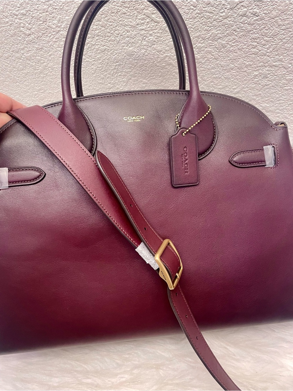 Coach Soft Empire Carryall 40 handbag in Merlot Glovetanned Leather NWT - Picture 8 of 15